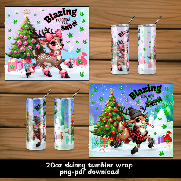 Blazing Through the Snow Tumbler Wrap | Marijuana Holiday Designs